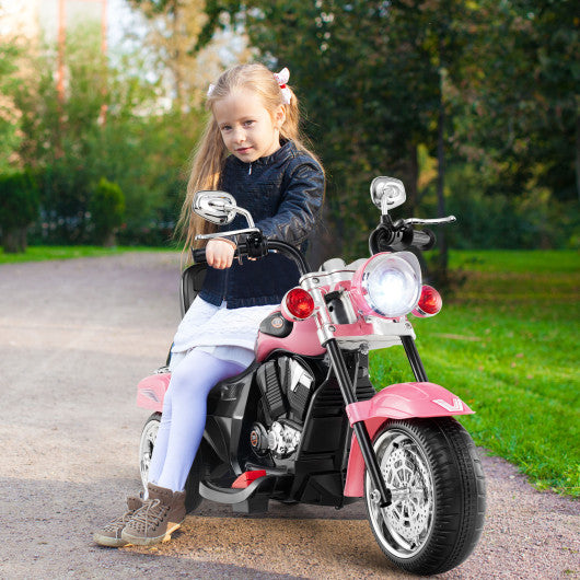 6V Powered Toddler 3-Wheel Motorbike Ride On Toy with Horn and Headlight-Heart Pink