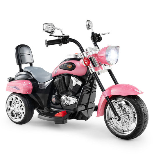 6V Powered Toddler 3-Wheel Motorbike Ride On Toy with Horn and Headlight-Heart Pink