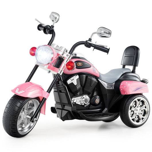 6V Powered Toddler 3-Wheel Motorbike Ride On Toy with Horn and Headlight-Heart Pink