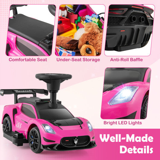 6V Electric Kids Ride on Push Car Maserati Licensed with Foot Pedal and Music-Pink