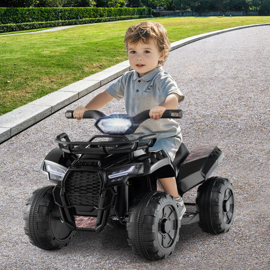 6V Kids ATV Quad Electric Ride On Car with LED Light and MP3-Solid Black