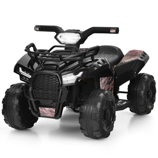6V Kids ATV Quad Electric Ride On Car with LED Light and MP3-Solid Black