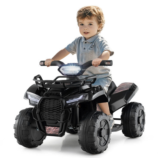 6V Kids ATV Quad Electric Ride On Car with LED Light and MP3-Solid Black