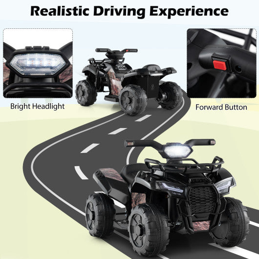 6V Kids ATV Quad Electric Ride On Car with LED Light and MP3-Solid Black