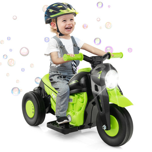 6V Kids Electric Ride on Motorcycle with Bubble Maker and Music-Green