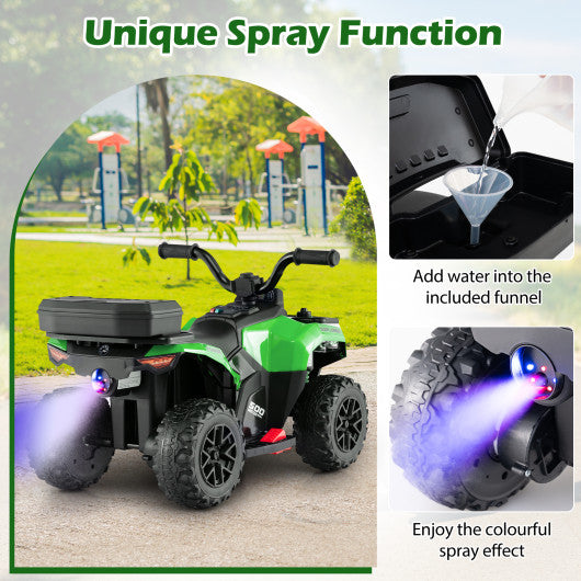 6V Kids Ride On ATV with Spray Function and Storage Box with Music-Green