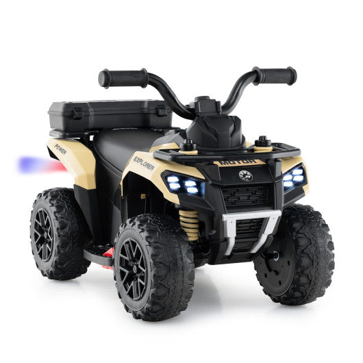 6V Kids Ride On ATV with Spray Function and Storage Box with Music-Khaki
