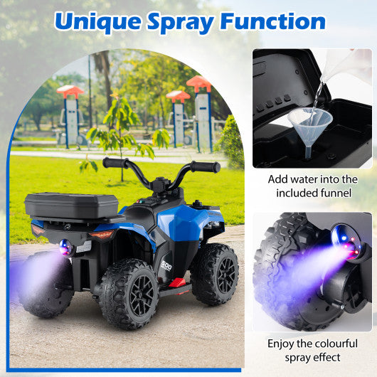 6V Kids Ride On ATV with Spray Function and Storage Box with Music-Blue