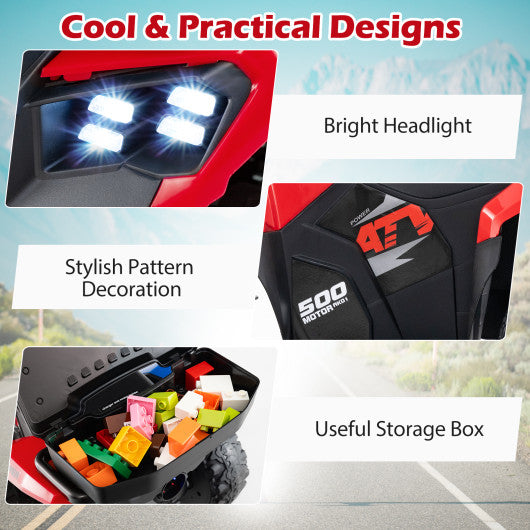 6V Kids Ride On ATV with Spray Function and Storage Box with Music-Red