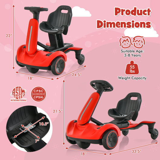 6V Kids Ride on Drift Car with 360¡ã Spin and 2 Adjustable Heights-Red