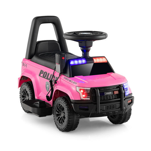 6V Kids Ride On Police Car with Real Megaphone and Siren Flashing Lights-Pink