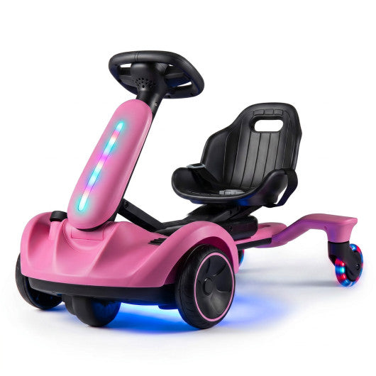 6V Ride-on Drift Car with Lights and Adjustable Seat-Pink