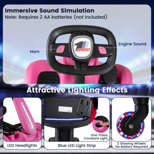 6V Ride-on Drift Car with Lights and Adjustable Seat-Pink