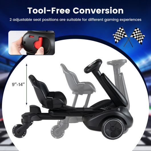 6V Ride-on Drift Car with Lights and Adjustable Seat-Black