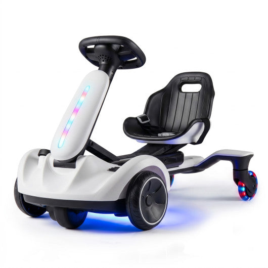 6V Ride-on Drift Car with Lights and Adjustable Seat-White