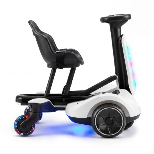 6V Ride-on Drift Car with Lights and Adjustable Seat-White
