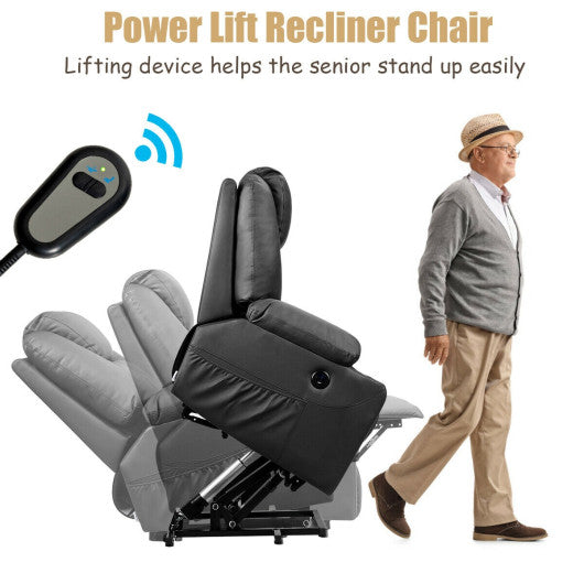 Electric Power Lift Leather Massage Sofa-Black