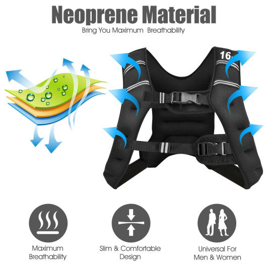Workout Weighted Vest with Mesh Bag Adjustable Buckle-16 lbs