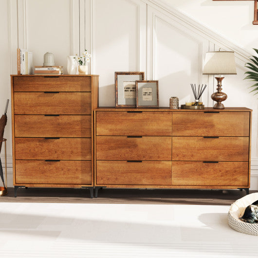 6-Drawer Dresser with Interlock System for Bedroom Living Room-Cherry
