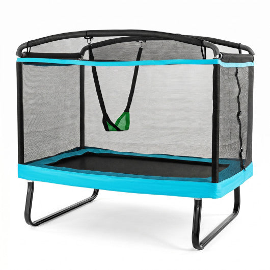 6 FT Kids Trampoline with Swing and Safety Enclosure Net for Boys Girls Age 3+-Blue