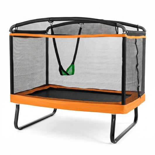 6 FT Kids Trampoline with Swing and Safety Enclosure Net for Boys Girls Age 3+-Orange