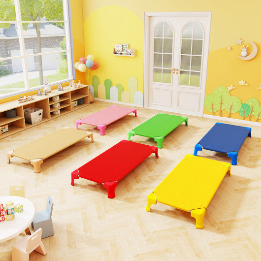 Portable 6 Pack Stackable Daycare Cots Sleeping Bed for Kids 53 Inch-Multicolor