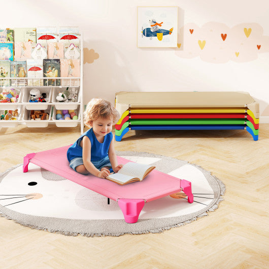 Portable 6 Pack Stackable Daycare Cots Sleeping Bed for Kids 52 Inch-Multicolor
