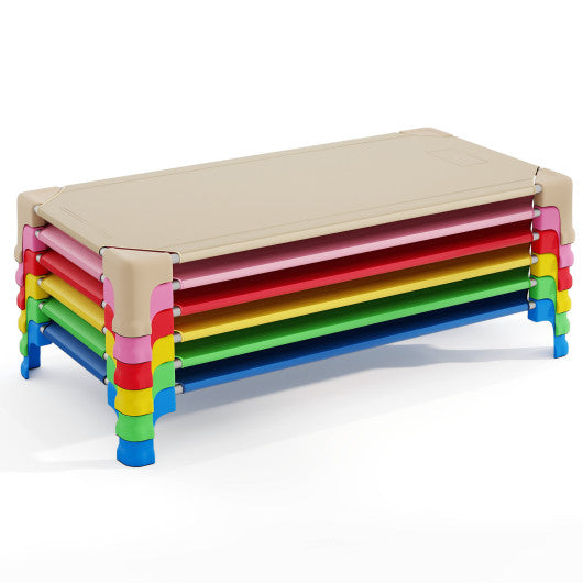 Portable 6 Pack Stackable Daycare Cots Sleeping Bed for Kids 53 Inch-Multicolor