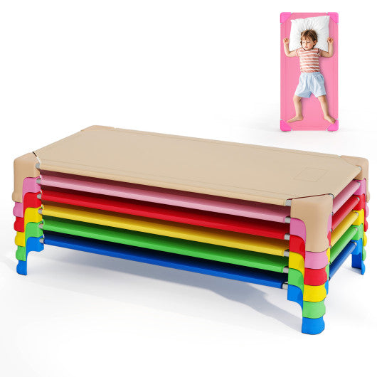 Portable 6 Pack Stackable Daycare Cots Sleeping Bed for Kids 53 Inch-Multicolor