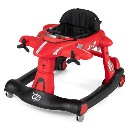 6-in-1 Baby Walker with Wheels and Detachable Play Platform for Kids Aged 6-18 Months Old-Red