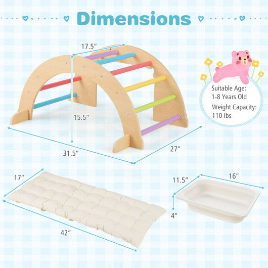 6 in 1 Kids Climbing Arch Playset wIth Removable Cushion and Stoppers-Multicolor