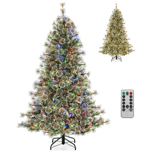 6/7.5/9 FT Artificial Christmas Tree Pre-Lit Hinged Holiday Tree with 360¡ã Quick Power Connector-6 ft