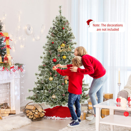 6/7.5/9 FT Artificial Christmas Tree Pre-Lit Hinged Holiday Tree with 360¡« Quick Power Connector-6 ft