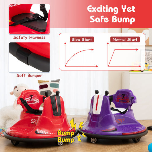 12V Kids Ride On Bumper Car with Remote Control Lights and Music-Red