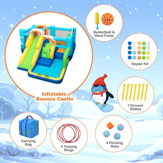 7-in-1 Kids Inflatable Bounce House with Jumping Area without Blower