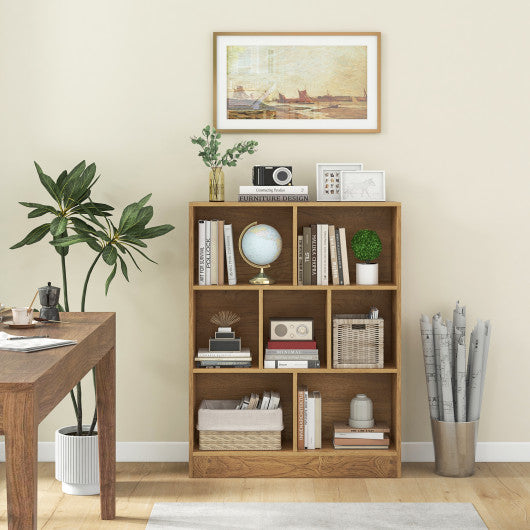 7-Section Freestanding Bookshelf for Kids Room Classroom Daycare Nursery-Natural