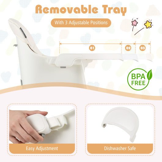 16-in-1 Baby High Chair with Activity Center and Booster Seat for Babies and Toddlers-White