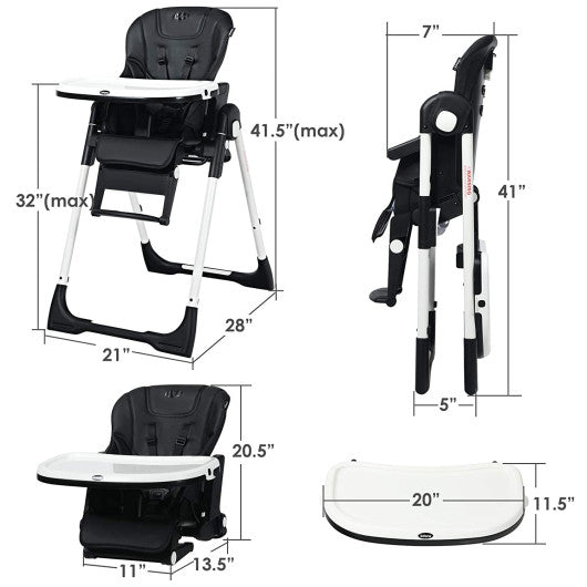 4-in-1 High Chair¨CBooster Seat with Adjustable Height and Recline-Black