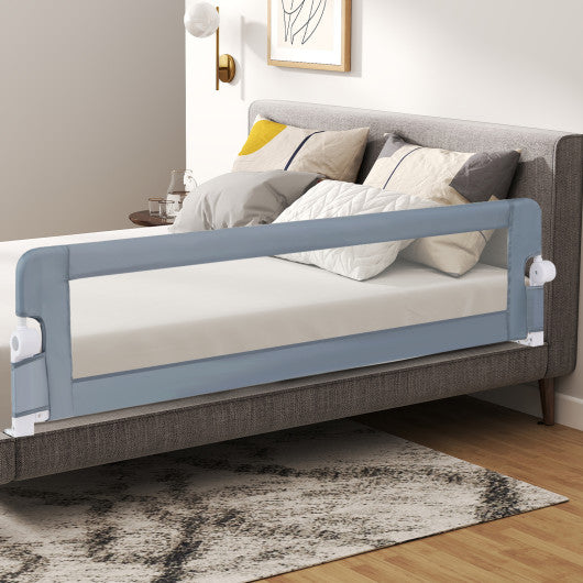 71-Inch Foldable Bed Rail Swing Down Baby Bed Guard Rail with Adjustable Safety Strap-Gray