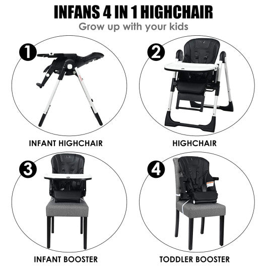 4-in-1 High Chair¨CBooster Seat with Adjustable Height and Recline-Black