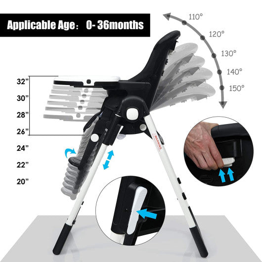 4-in-1 High Chair¨CBooster Seat with Adjustable Height and Recline-Black