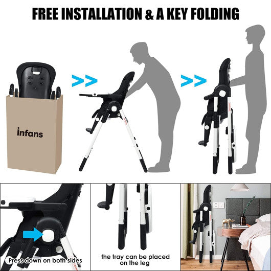 4-in-1 High Chair¨CBooster Seat with Adjustable Height and Recline-Black