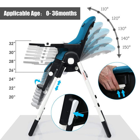 4-in-1 High Chair¨CBooster Seat with Adjustable Height and Recline-Navy