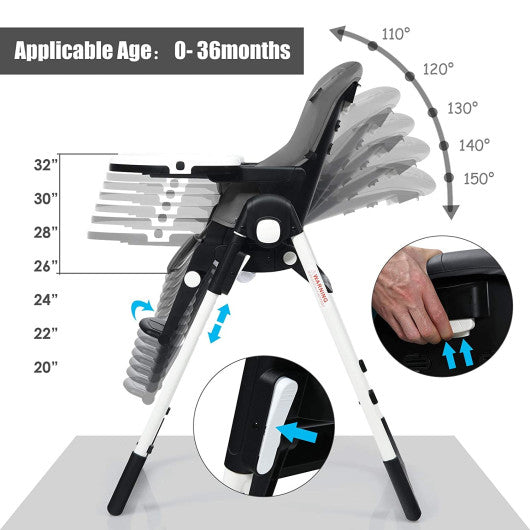 4-in-1 High Chair¨CBooster Seat with Adjustable Height and Recline-Gray