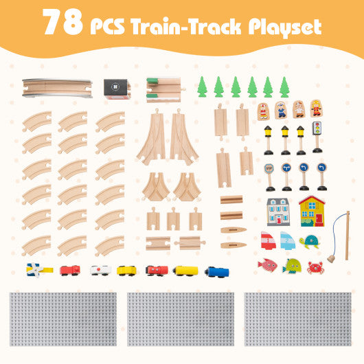 78 Pieces Activity Railway Playset for Kids Aged 3+