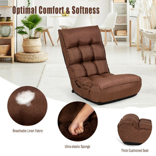 4-Position Adjustable Floor Chair Folding Lazy Sofa-Coffee