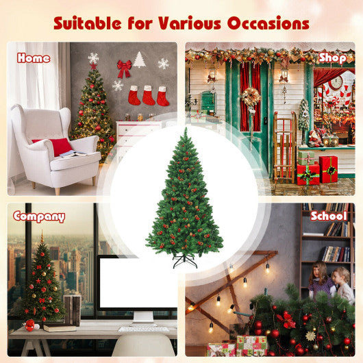 6.5 Feet Pre-lit Hinged Christmas Tree with LED Lights