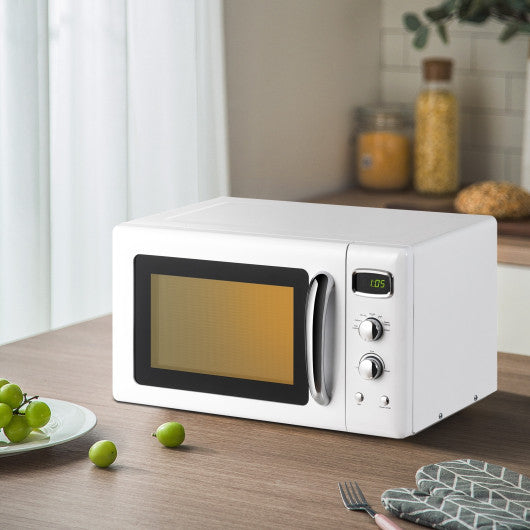 Costway 0.9Cu.ft. Retro Countertop Compact Microwave Oven 900W 8 Cooking Settings White
