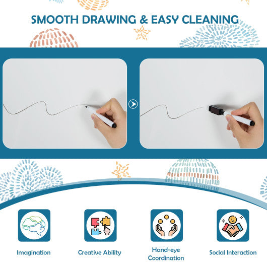 Multifunctional Kids' Standing Art Easel with Dry-Erase Board -Navy