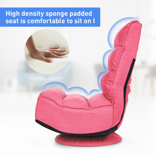 5-Position Folding Floor Gaming Chair-Pink